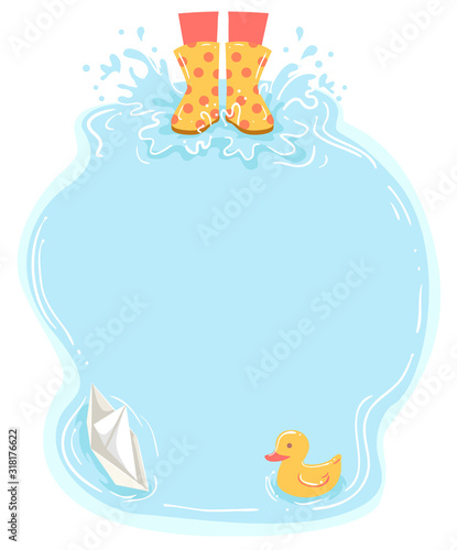 Puddle Kid Boots Play Frame Illustration