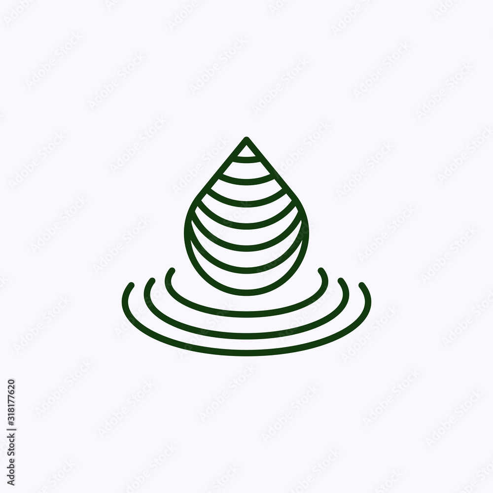 Icon of a drop of rain falling on a puddle of water Icon of a drop of rain falling on a puddle of water