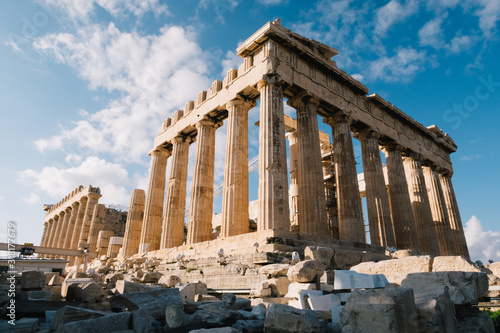 Athens, Greece - Dec 20, 2019: Parthenon at the Acropolis of Athens, Greece