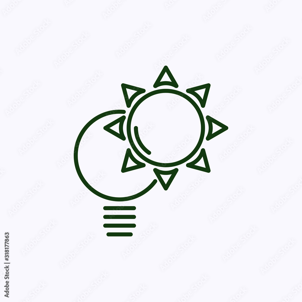Lamp icon with a sun symbol isolated on white background Lamp icon with a sun symbol isolated on white background