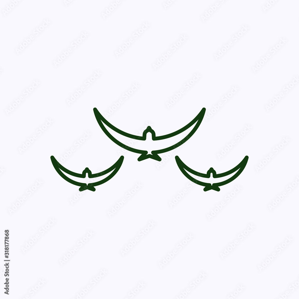 Obraz premium Flying birds icon on a white background