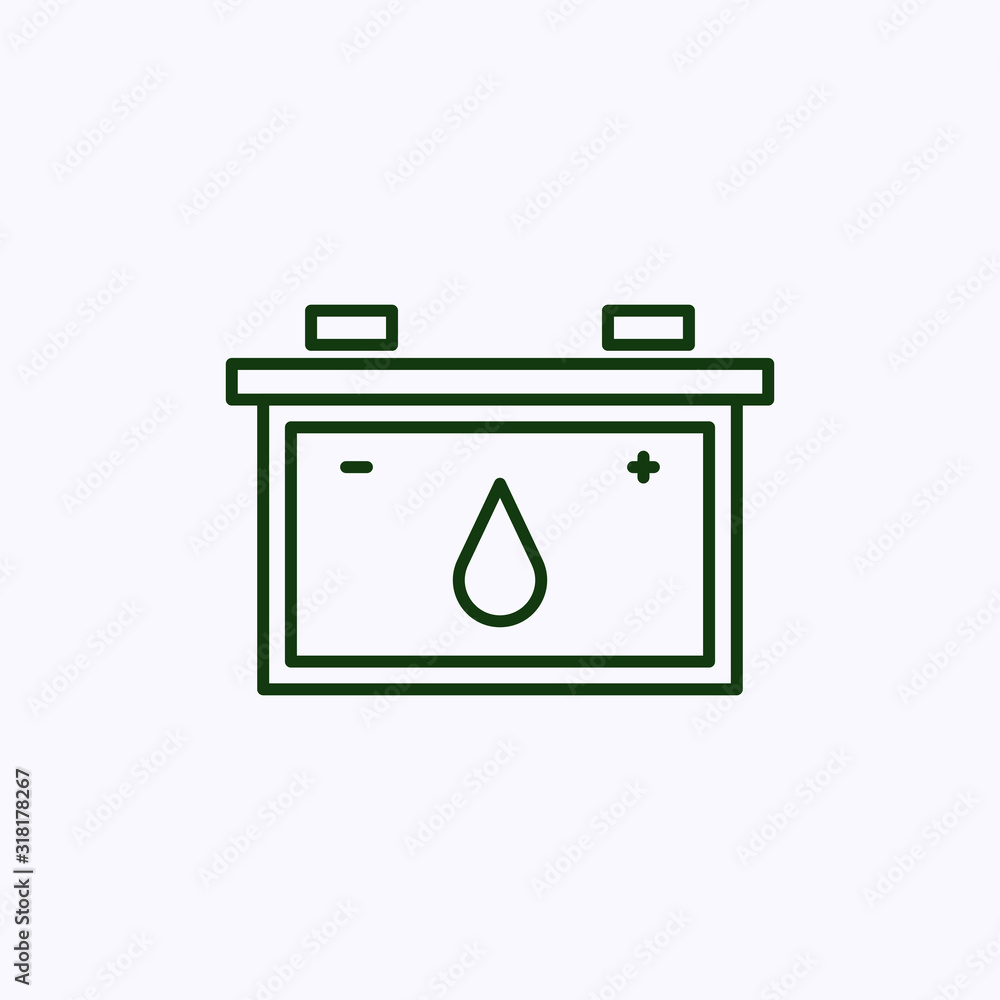 Battery icon with a drop of oil Battery icon with a drop of oil