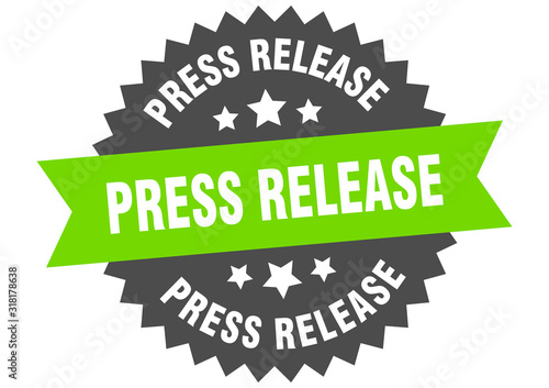 press release sign. press release circular band label. round press release sticker