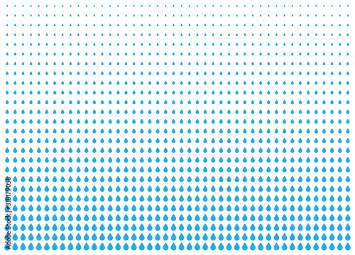 Vertical blue gradient halftone drip dots background. Water template using half tone drops texture. Tear backdrop. Vector drips aqua pattern.