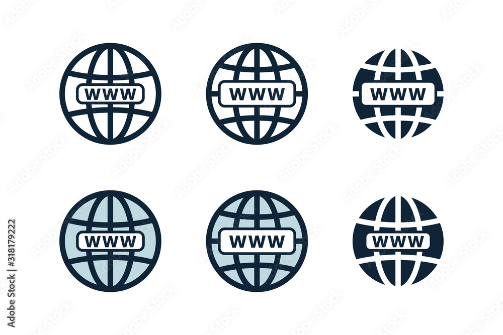 Globe, planet icon set. Internet, global sphere