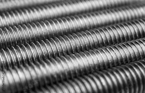 Bolts thread texture. Macro photo. Abstract background.