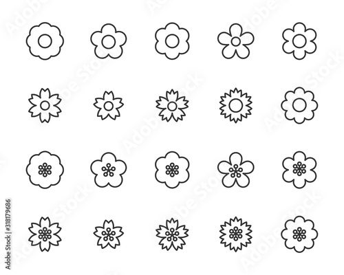 set of flower icons, floral, spring