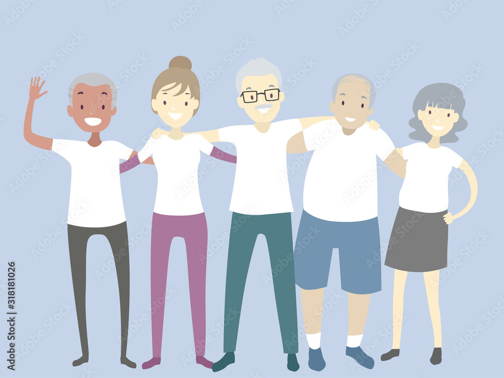 People Reunion White Shirts Illustration