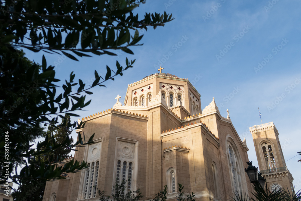 Athens, Greece - Dec 21, 2019: Metropolitan Cathedral of Athens, Greece
