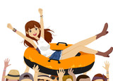 Teen Girl Music Festival Boat Illustration
