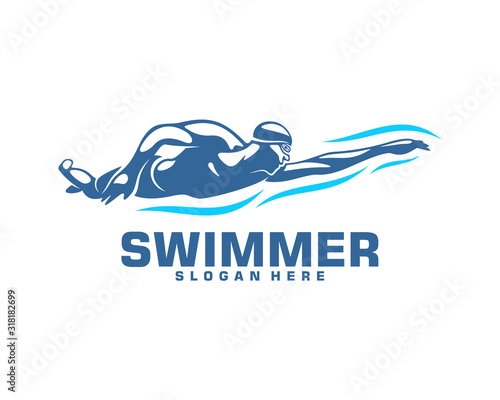 Swimming logo designs vector, Creative Swimmer logo Vector
