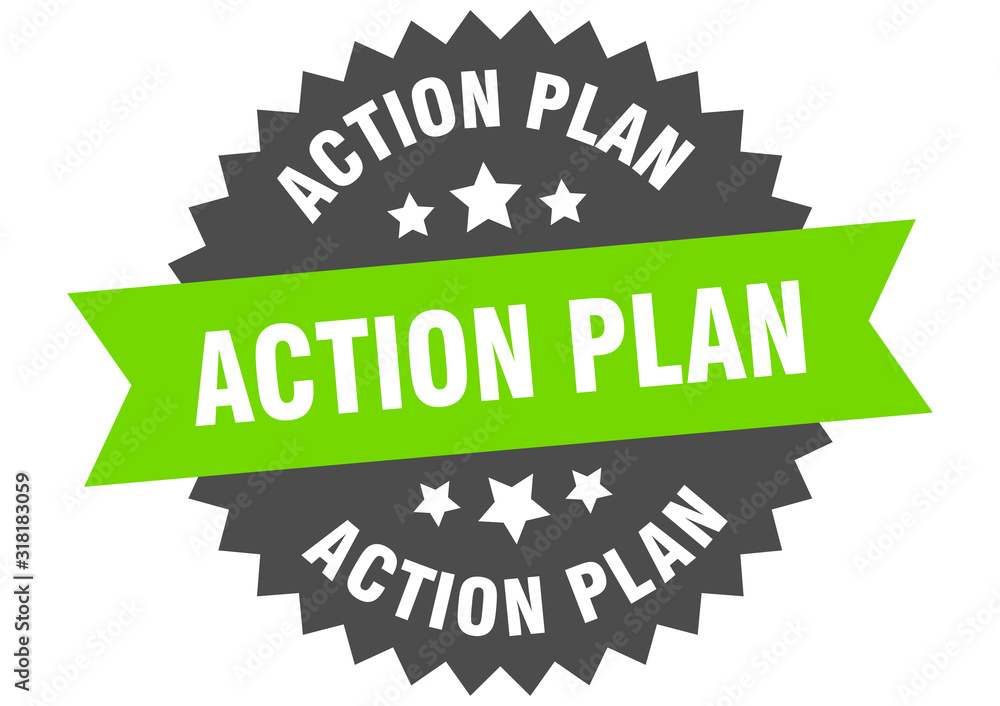 Fototapeta premium action plan sign. action plan circular band label. round action plan sticker