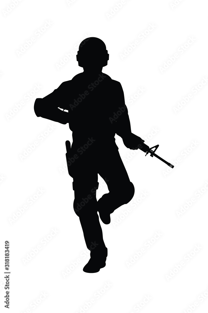 Young warrior with weapon silhouette vector Young warrior with weapon silhouette vector