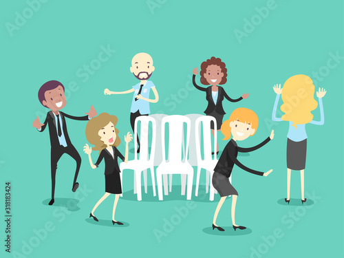 People Office Trip To Jerusalem Game Illustration