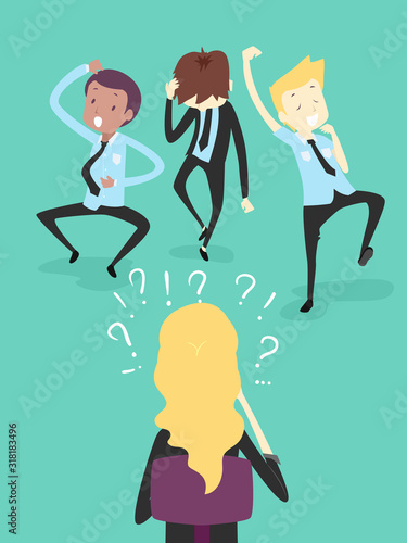 People Work Reverse Charades Game Illustration