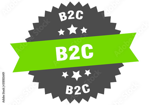 b2c sign. b2c circular band label. round b2c sticker