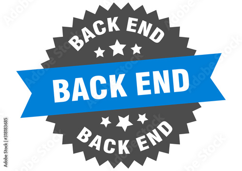 back end sign. back end circular band label. round back end sticker