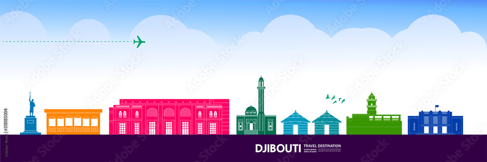 Djibouti travel destination grand vector illustration. 