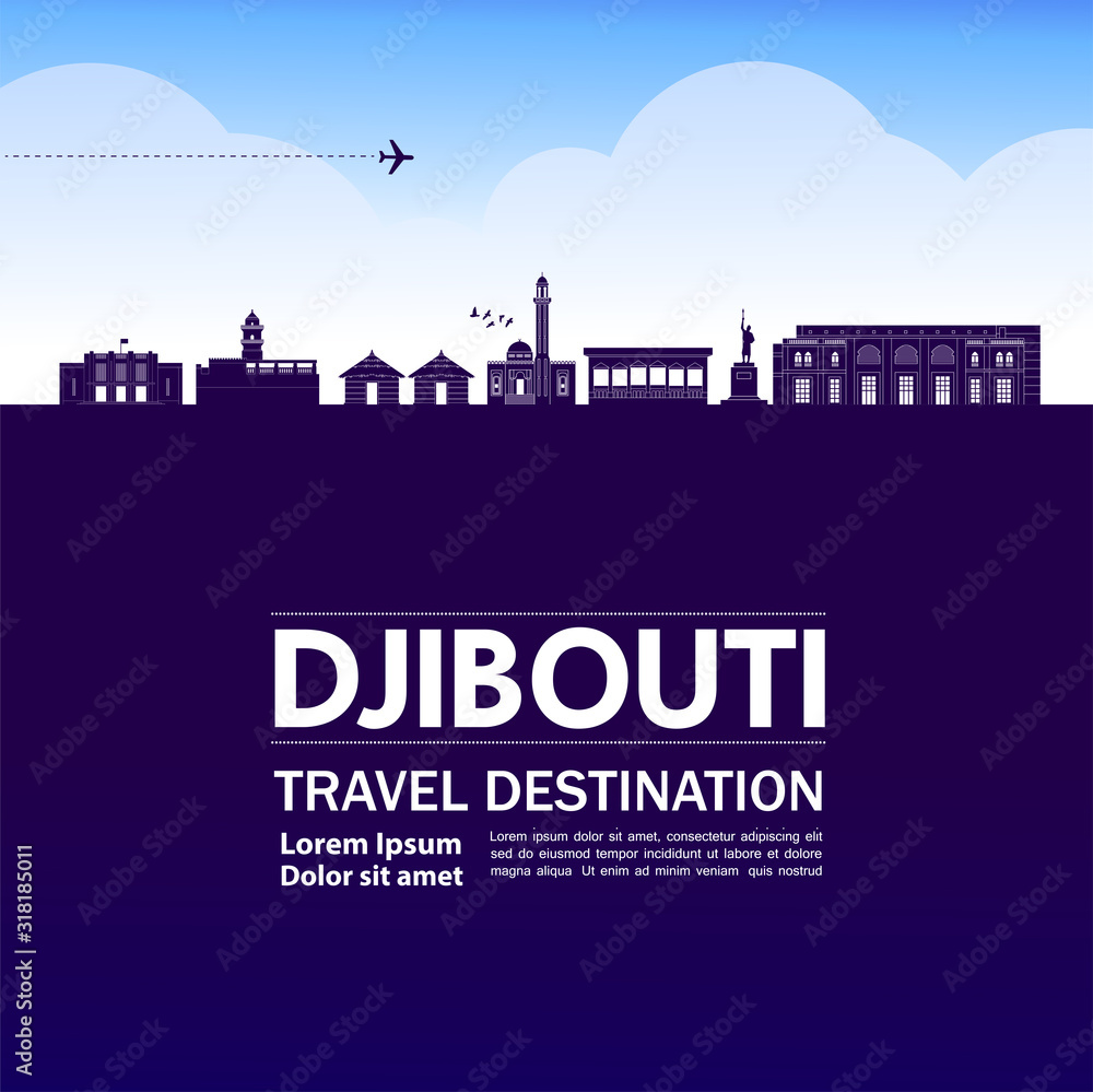 Djibouti travel destination grand vector illustration. 