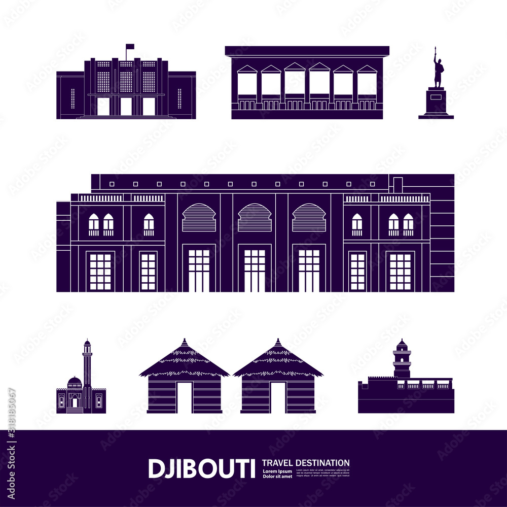 Fototapeta premium Djibouti travel destination grand vector illustration. 