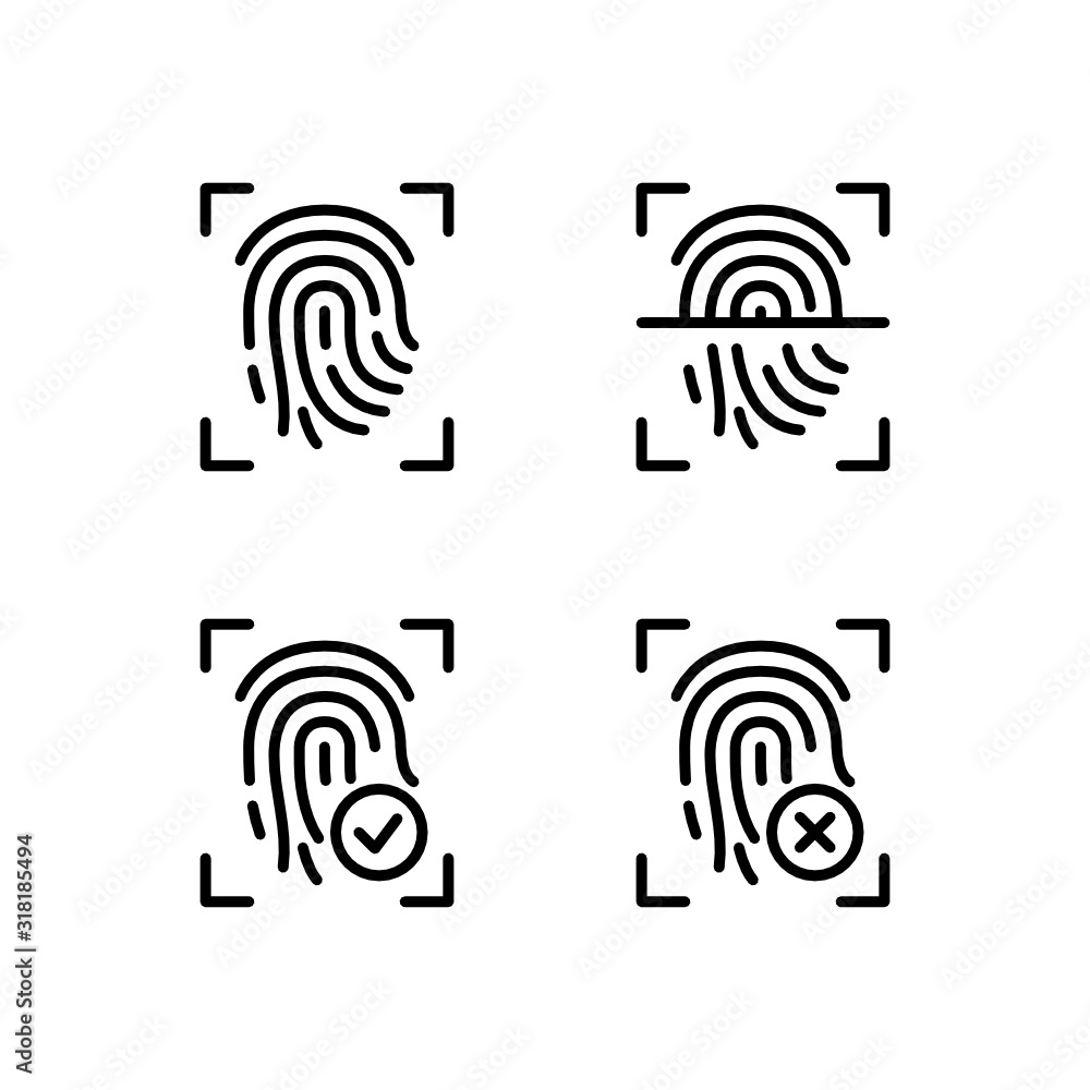 Biometric Authentication. Fingerprint. Vector Icon Set. Biometric Authentication. Fingerprint. Vector Icon Set.