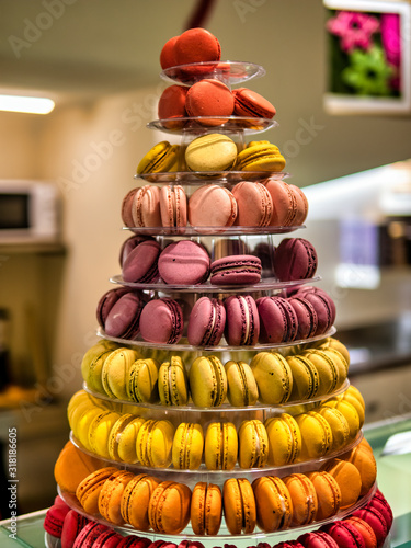 tasty and colored macaron in a beautiful pastry