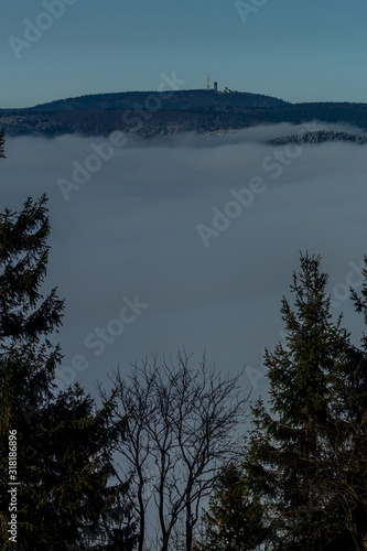 Winterspaziergang an einem sonnigen kalten Wintertag rund um die Eberstwiese auf dem Rennsteig - Thüringen/Deutschland photo