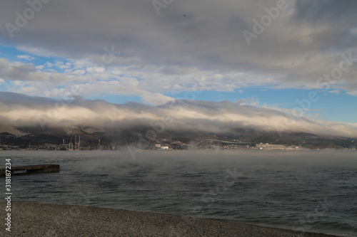 Novorossiysk  the Black Sea coast during a strong northeast wind