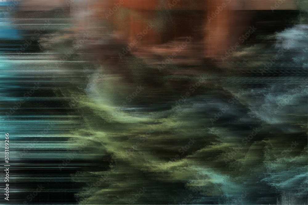 Fototapeta abstrakcyjne tło z cyfrowym złym uszkodzonym szumem i bardzo ciemnymi niebieskimi, ciemną morską zielenią i ciemnymi szarymi kolorami