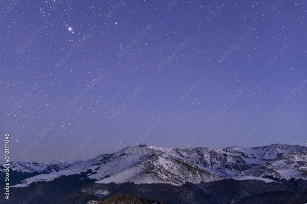 Fototapeta Astro photography on the Tarcu Mountains in Romania.