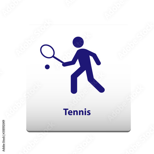 Tennis sport Symbol. stickman solid icon.vector illustration