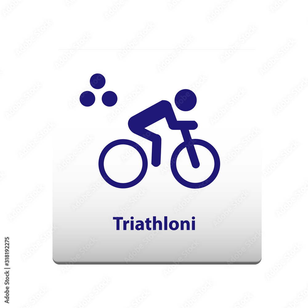 Fototapeta premium Triathlon sport Symbol. stickman solid icon.vector illustration