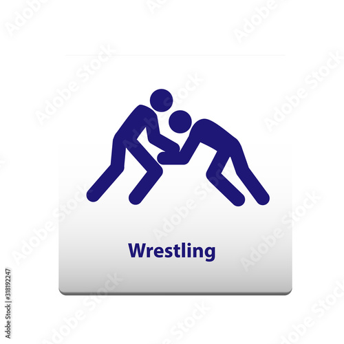 wrestling sport Symbol. stickman solid icon.vector illustration