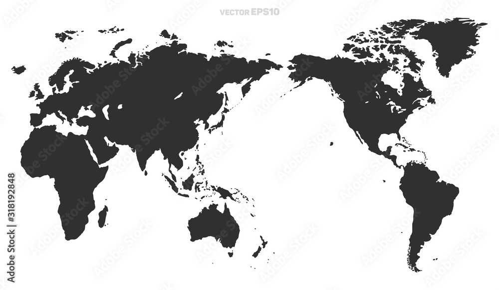 Obraz premium Mapa świata na białym tle.
