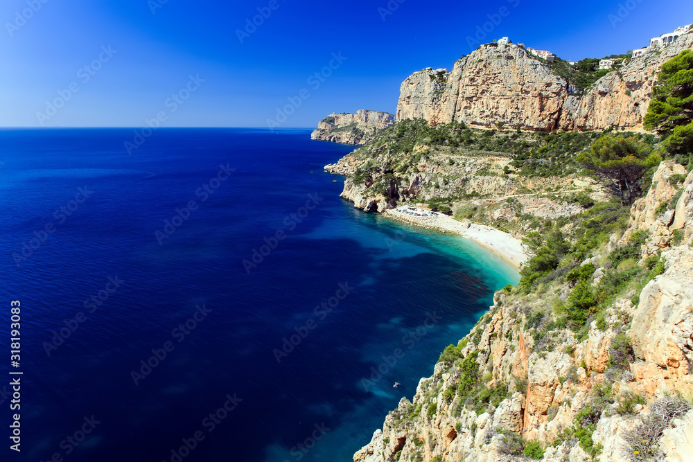 Summer landscape Spain, Moraig cove beach in Benitatxell, Alicante