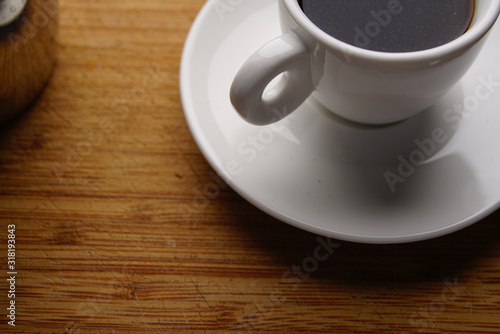 Coffee in a café with white cup