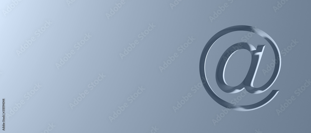 Email sign on blue wall background, banner, copy space. 3d illustration Email sign on blue wall background, banner, copy space. 3d illustration