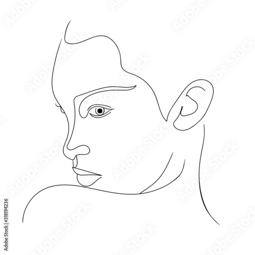 Vector illustration of linear portrait