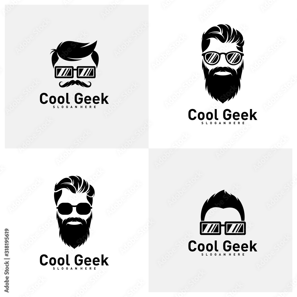 Set of Social Geek Logo design template. Geek vector design icon. Illustration