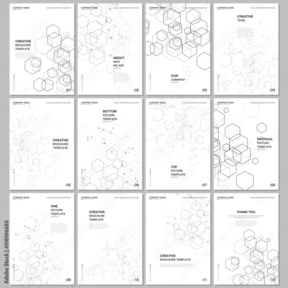 A4 brochure layout of covers design templates for flyer leaflet, A4 brochure design, report, presentation, magazine cover, book design. Digital business process automation concept vector infographic.