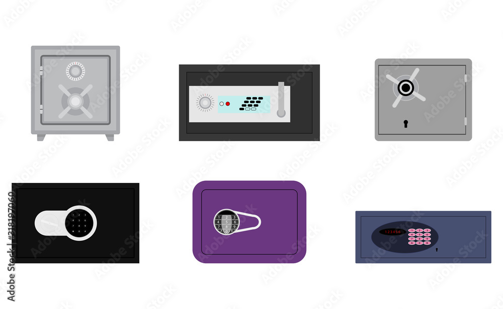 Steel safes collection with code and lock key Steel safes collection with code and lock key