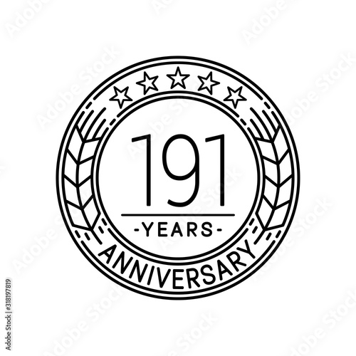 191 years anniversary logo template. 191st line art vector and illustration.