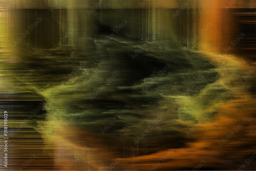 Fototapeta premium abstract background with digital screen broken damaged noise and very dark green, peru and brown colors