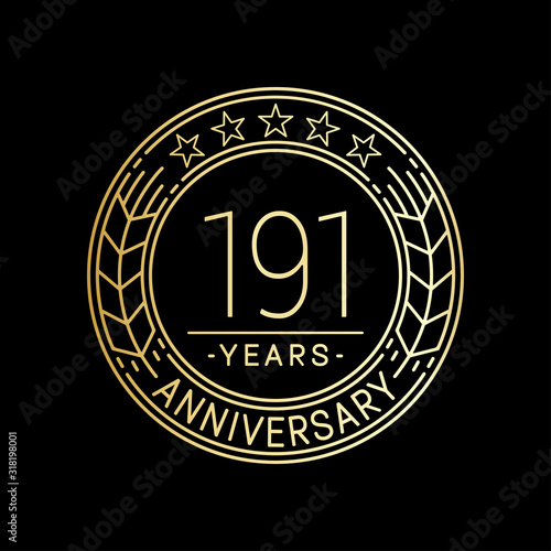 191 years anniversary logo template. 191st line art vector and illustration.
