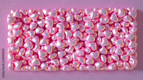 Beautiful background with hearts, Happy Valentine's Day! 3d illustration, 3d rendering.