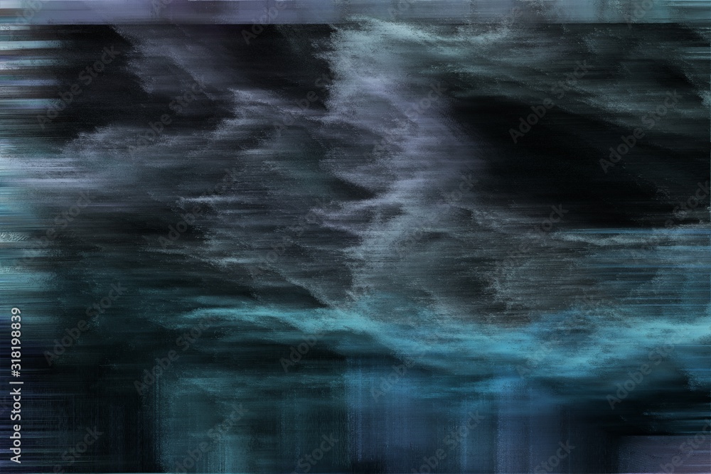 Fototapeta abstrakcyjne tło z uszkodzonym ekranem cyfrowym, uszkodzonym hałasem i bardzo ciemnymi niebieskimi, kadetowymi niebieskimi i turkusowymi kolorami