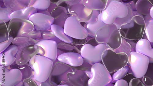 Beautiful background with hearts  Happy Valentine s Day  3d illustration  3d rendering.