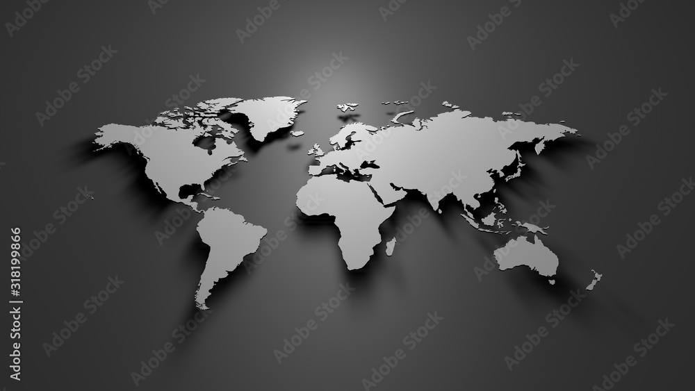 Naklejka premium Mapa świata na szarym tle