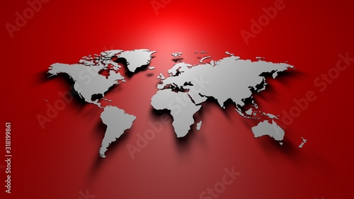 World map on red background 