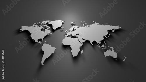 World map on grey background 